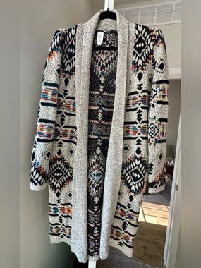 Mintee 16 vibrant multi-colored Aztec open Cardigan Sweater